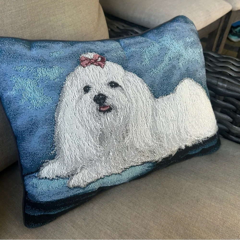 Tapestry Dog artwork rectangular pillow 16 x 11 dog show lhasa aspso print retro